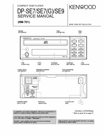 KENWOOD DP-SE7 SERVICE MANUAL